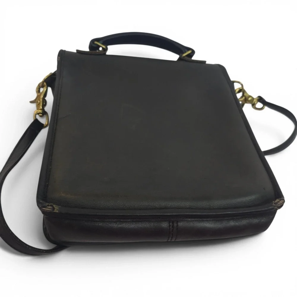 Coach Black Leather Satchel Gold Hardware Vintage #5130 Station Bag 1980s 1990s